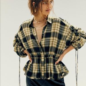 Free People Pacific Dawn Plaid Shirt (Sz XSmall) *NEW*